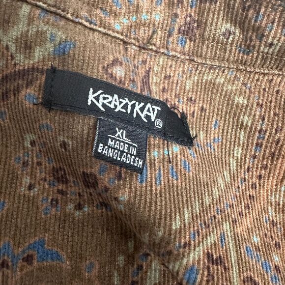 Western Boho Brown Corduroy Jacket Women's XL  Indie Paisley 98% Cotton - Picture 6 of 11